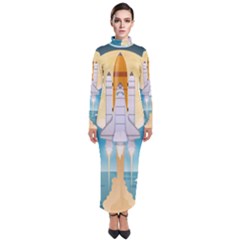 Space Exploration Illustration Turtleneck Maxi Dress by Bedest