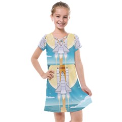 Space Exploration Illustration Kids  Cross Web Dress by Bedest