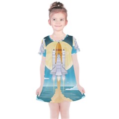 Space Exploration Illustration Kids  Simple Cotton Dress by Bedest