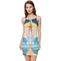 Space Exploration Illustration Summer Tie Front Dress by Bedest