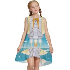 Space Exploration Illustration Kids  Frill Swing Dress by Bedest