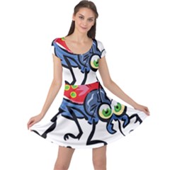 Bug Black Insect Animal Cap Sleeve Dress