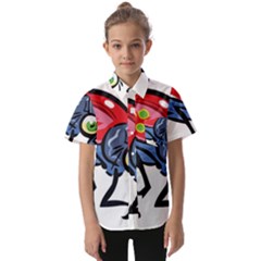 Bug Black Insect Animal Kids  Short Sleeve Shirt by Sarkoni