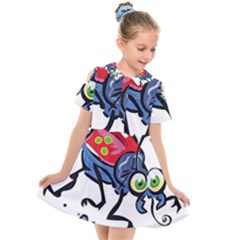 Bug Black Insect Animal Kids  Short Sleeve Shirt Dress