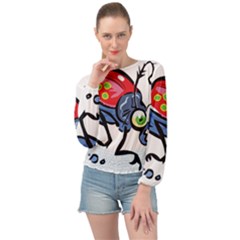 Bug Black Insect Animal Banded Bottom Chiffon Top