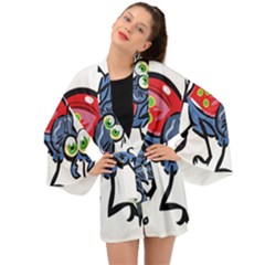 Bug Black Insect Animal Long Sleeve Kimono by Sarkoni