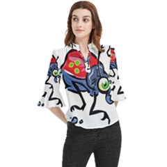 Bug Black Insect Animal Loose Horn Sleeve Chiffon Blouse