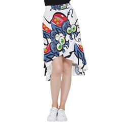 Bug Black Insect Animal Frill Hi Low Chiffon Skirt