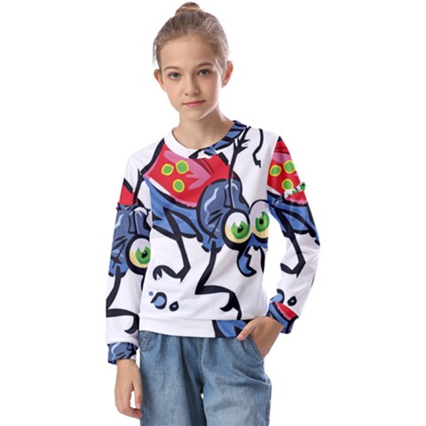 Bug Black Insect Animal Kids  Long Sleeve T-shirt With Frill  by Sarkoni