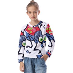 Bug Black Insect Animal Kids  Long Sleeve T-Shirt with Frill 