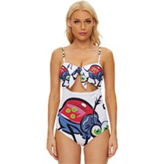 Bug Black Insect Animal Knot Front One-piece Swimsuit by Sarkoni