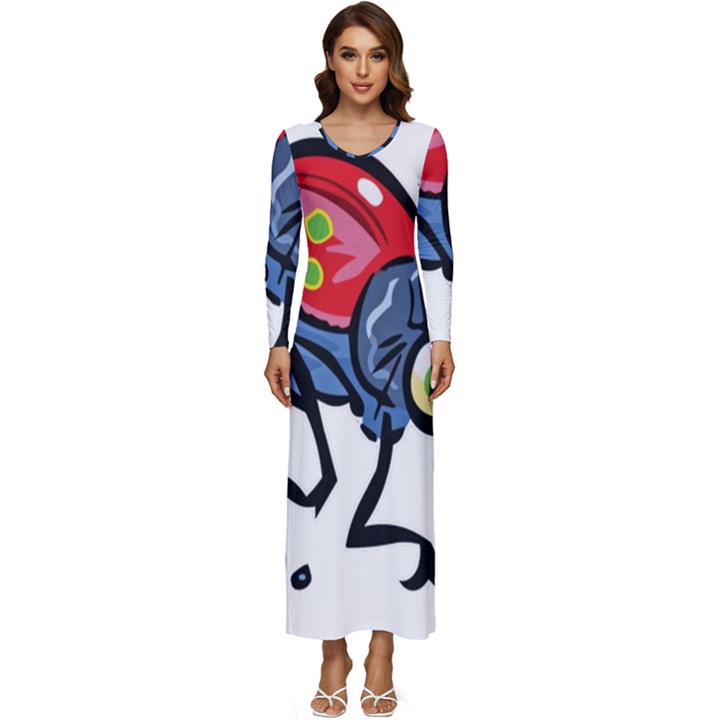 Bug Black Insect Animal Long Sleeve Longline Maxi Dress