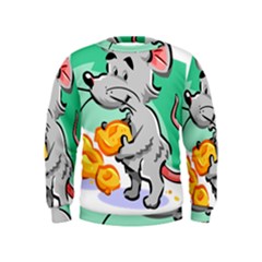 Mouse Cheese Tail Rat Mice Hole Kids  Sweatshirt by Sarkoni