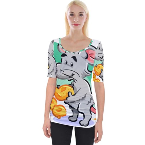 Mouse Cheese Tail Rat Mice Hole Wide Neckline T-shirt by Sarkoni