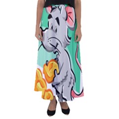 Mouse Cheese Tail Rat Mice Hole Flared Maxi Skirt by Sarkoni