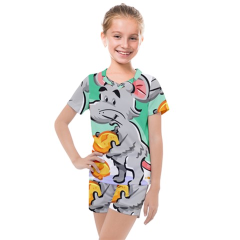 Mouse Cheese Tail Rat Mice Hole Kids  Mesh T-shirt And Shorts Set by Sarkoni