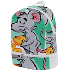 Mouse Cheese Tail Rat Mice Hole Zip Bottom Backpack by Sarkoni