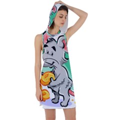 Mouse Cheese Tail Rat Mice Hole Racer Back Hoodie Dress by Sarkoni