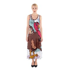 Turkey Chef Cooking Food Cartoon Sleeveless Maxi Dress by Sarkoni