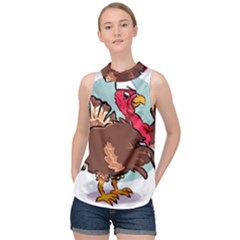 Turkey Chef Cooking Food Cartoon High Neck Satin Top by Sarkoni