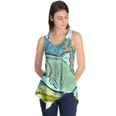 Fish Hook Worm Bait Water Hobby Sleeveless Tunic by Sarkoni