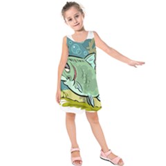 Fish Hook Worm Bait Water Hobby Kids  Sleeveless Dress by Sarkoni