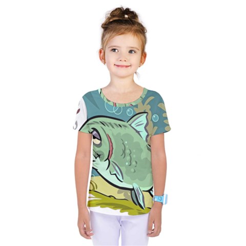 Fish Hook Worm Bait Water Hobby Kids  One Piece T-shirt by Sarkoni