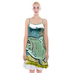 Fish Hook Worm Bait Water Hobby Spaghetti Strap Velvet Dress by Sarkoni