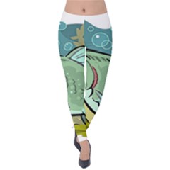 Fish Hook Worm Bait Water Hobby Velvet Leggings by Sarkoni