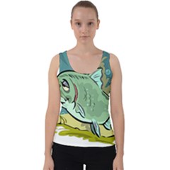 Fish Hook Worm Bait Water Hobby Velvet Tank Top by Sarkoni