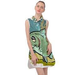 Fish Hook Worm Bait Water Hobby Sleeveless Shirt Dress by Sarkoni