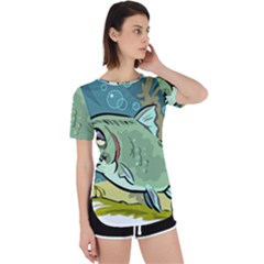 Fish Hook Worm Bait Water Hobby Perpetual Short Sleeve T-shirt by Sarkoni