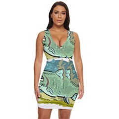 Fish Hook Worm Bait Water Hobby Draped Bodycon Dress by Sarkoni