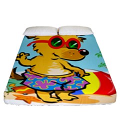 Beach Chihuahua Dog Pet Animal Fitted Sheet (california King Size) by Sarkoni