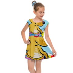 Beach Chihuahua Dog Pet Animal Kids  Cap Sleeve Dress by Sarkoni