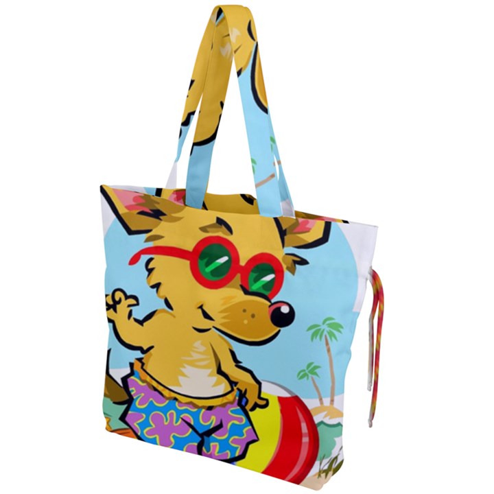 Beach Chihuahua Dog Pet Animal Drawstring Tote Bag