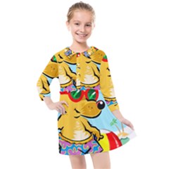 Beach Chihuahua Dog Pet Animal Kids  Quarter Sleeve Shirt Dress by Sarkoni