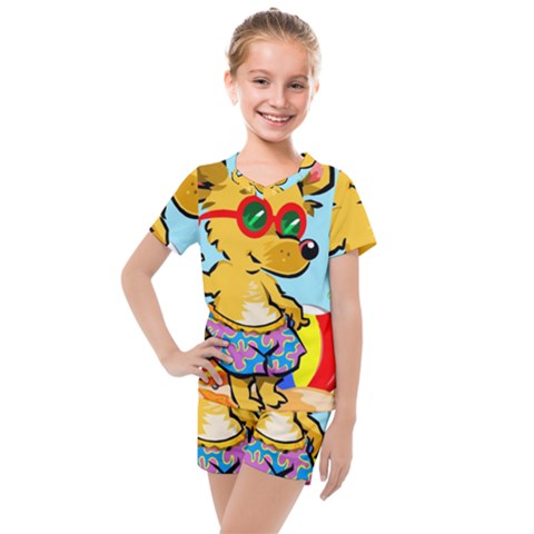 Beach Chihuahua Dog Pet Animal Kids  Mesh T-shirt And Shorts Set by Sarkoni