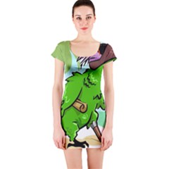 Parrot Hat Cartoon Captain Short Sleeve Bodycon Dress by Sarkoni