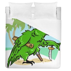 Parrot Hat Cartoon Captain Duvet Cover (queen Size) by Sarkoni