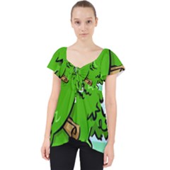 Parrot Hat Cartoon Captain Lace Front Dolly Top by Sarkoni