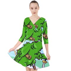 Parrot Hat Cartoon Captain Quarter Sleeve Front Wrap Dress by Sarkoni