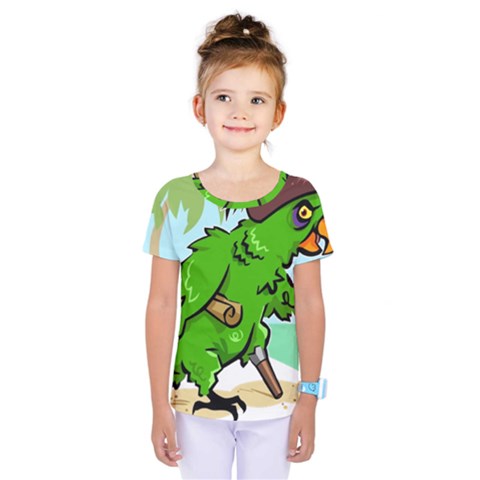 Parrot Hat Cartoon Captain Kids  One Piece T-shirt by Sarkoni