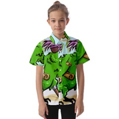 Parrot Hat Cartoon Captain Kids  Short Sleeve Shirt by Sarkoni