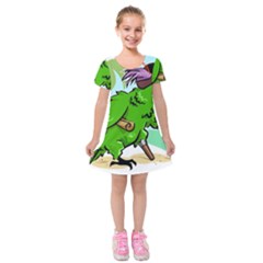 Parrot Hat Cartoon Captain Kids  Short Sleeve Velvet Dress by Sarkoni