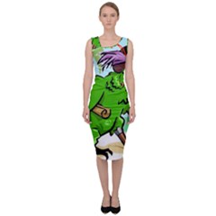 Parrot Hat Cartoon Captain Sleeveless Pencil Dress by Sarkoni