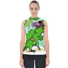 Parrot Hat Cartoon Captain Mock Neck Shell Top by Sarkoni