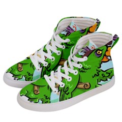 Parrot Hat Cartoon Captain Men s Hi-top Skate Sneakers by Sarkoni