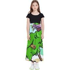 Parrot Hat Cartoon Captain Kids  Flared Maxi Skirt by Sarkoni