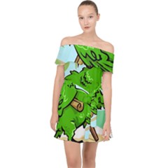 Parrot Hat Cartoon Captain Off Shoulder Chiffon Dress by Sarkoni